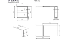 Halfhoogslaper Pino met commode met 4 laden en boekenkast