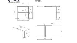 Halfhoogslaper Pino met commode 4 laden, commode 2 deuren, hangtablet en bureau