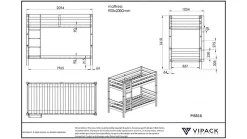 Stapelbed Pino 160 cm hoog